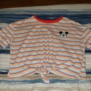 Striped Multicolored Mickey Mouse Crop Top